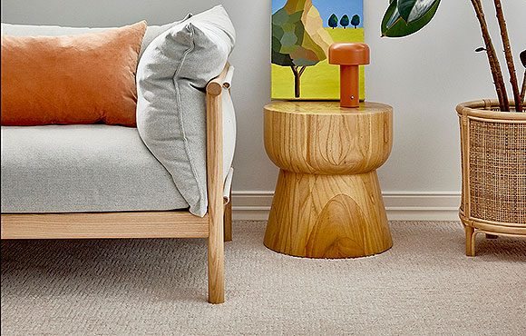 A living room with new carpet